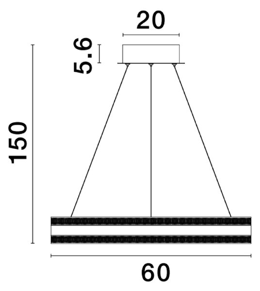 Zlaté kovové závěsné LED světlo Nova Luce Agos 60 cm