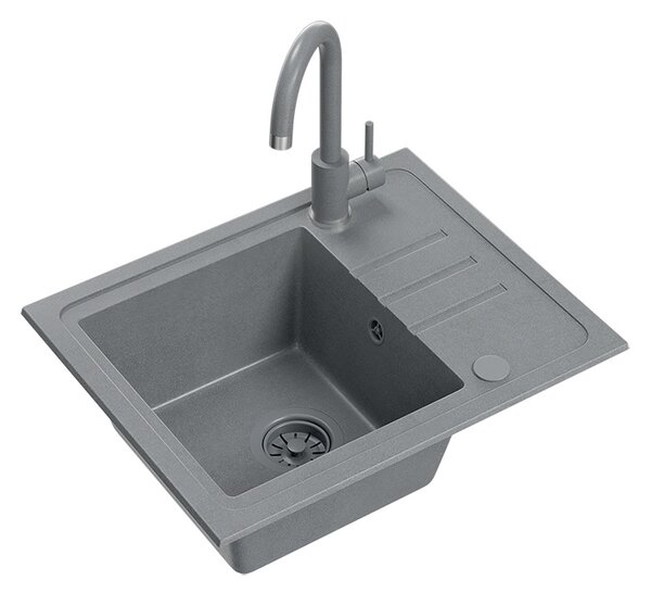 Šedý kuchyňský granitový dřez QUADRON BEN 116 + BATERIE