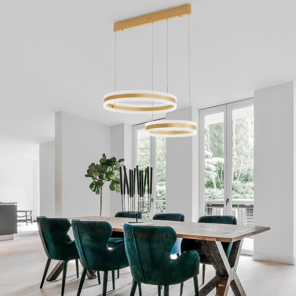 Zlaté kovové závěsné LED světlo Nova Luce Agos 82 cm