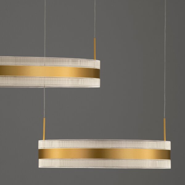 Zlaté kovové závěsné LED světlo Nova Luce Agos 82 cm