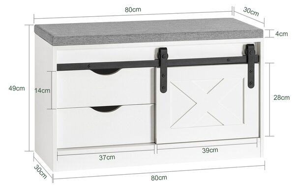 Sobuy Fsr153-W Lavice Na Boty S Úložným Prostorem Lavice Do Předsíně Lavice Se Zásuvkami Komoda Na Boty Botník Wht Cca 80X49X30Cm