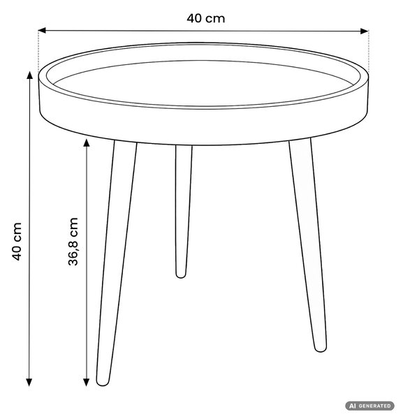 Ak furniture Konferenční stolek Picco 40 cm černý/dub přírodní