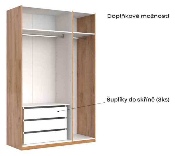 Skříň 3D se zrcadlem série N, dub kraft / bílá Asti