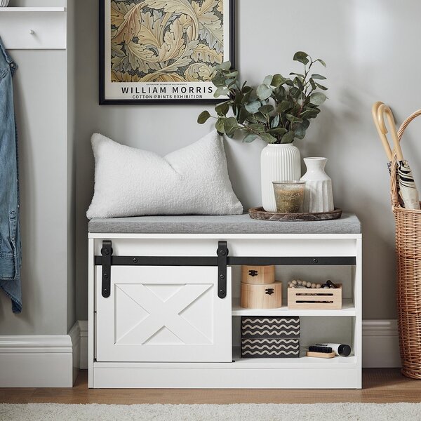 Sobuy Fsr153-W Lavice Na Boty S Úložným Prostorem Lavice Do Předsíně Lavice Se Zásuvkami Komoda Na Boty Botník Wht Cca 80X49X30Cm