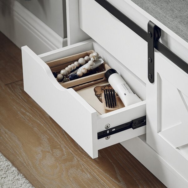 Sobuy Fsr153-W Lavice Na Boty S Úložným Prostorem Lavice Do Předsíně Lavice Se Zásuvkami Komoda Na Boty Botník Wht Cca 80X49X30Cm