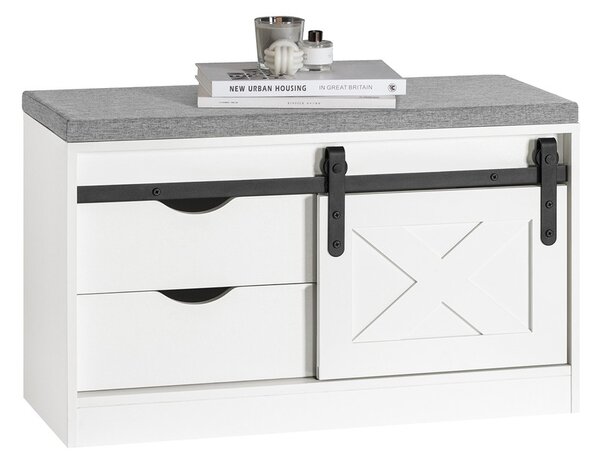 Sobuy Fsr153-W Lavice Na Boty S Úložným Prostorem Lavice Do Předsíně Lavice Se Zásuvkami Komoda Na Boty Botník Wht Cca 80X49X30Cm