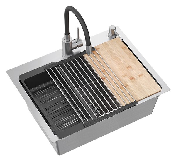 Kuchyňský nerezový dřez QUADRON LUKE 110 s ohebnou baterií a příslušenstvím 58x45x20 cm