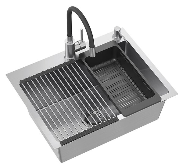 Kuchyňský nerezový dřez QUADRON LUKE 110 s ohebnou baterií a příslušenstvím 58x45x20 cm