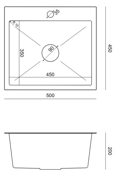 Kuchyňský nerezový dřez QUADRON LUKE 100 černý metalický s baterií 50x45x20cm