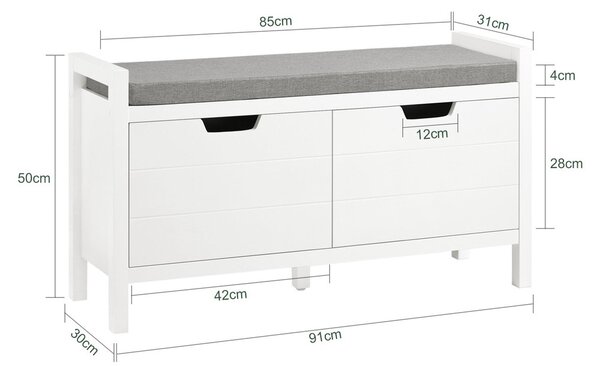 Sobuy Fsr63-Ii-W Lavice S Botníkem A Sedákem Do Předsíně Bílá