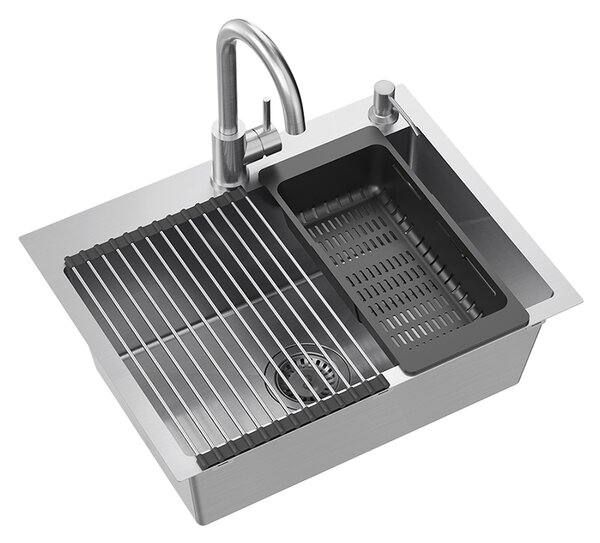 Kuchyňský nerezový dřez QUADRON LUKE 110 s baterií a příslušenstvím 58x45x20 cm
