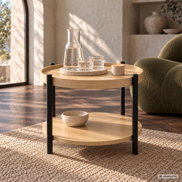 Ak furniture Konferenční stolek Riva 51 cm černý/dub přírodní