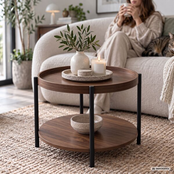 Ak furniture Konferenční stolek Riva 51 cm černý/ořech