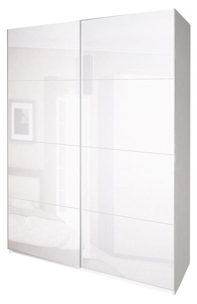 Skříň s posuvnými dveřmi 1,5x2,1m (Dveře Lesklé Bílé), série N Family