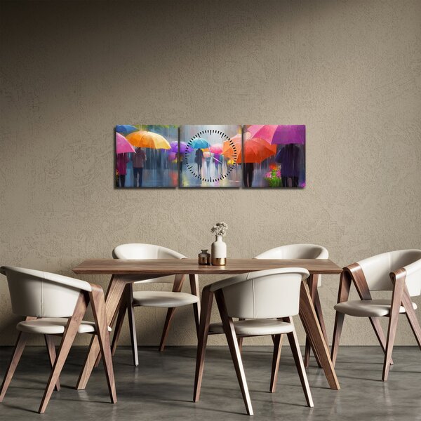 Obraz - Deštivý den (s hodinami) (90x30 cm)