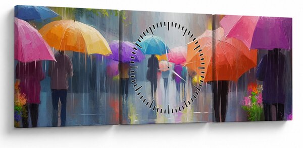 Obraz - Deštivý den (s hodinami) (90x30 cm)