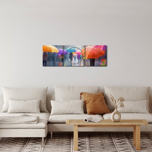 Obraz - Deštivý den (s hodinami) (90x30 cm)