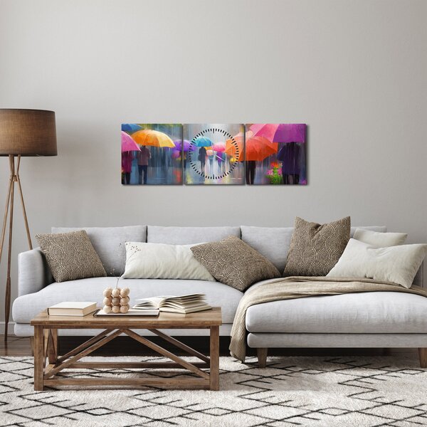 Obraz - Deštivý den (s hodinami) (90x30 cm)