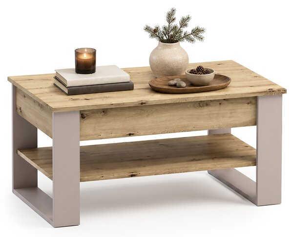 Ak furniture Konferenční stolek s výsuvnou deskou Denver 92 cm dub Artisan/kašmírový
