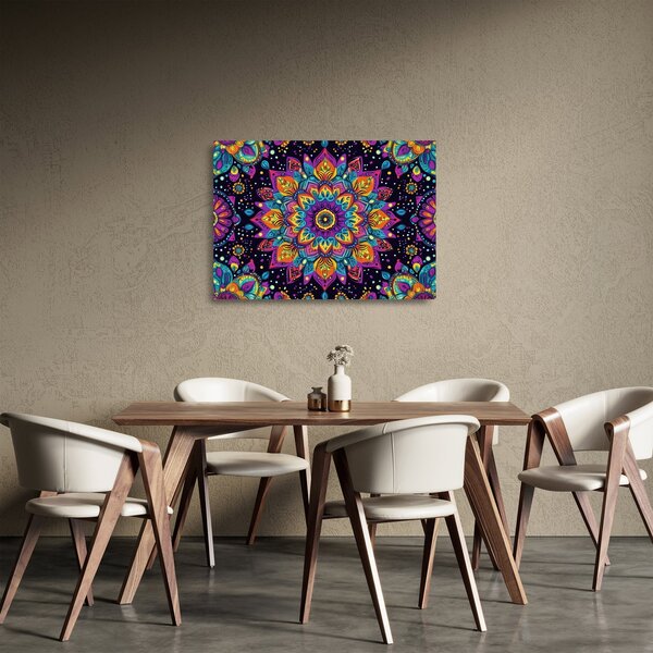 Skleněný obraz - Kaleidoskopická mandala (70x50 cm)