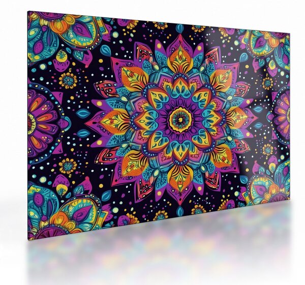 Skleněný obraz - Kaleidoskopická mandala (70x50 cm)