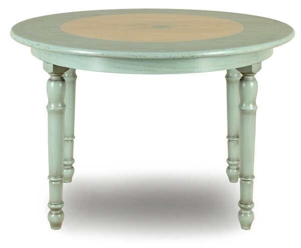 Repasovaný kulatý stolek z masivního dřeva
