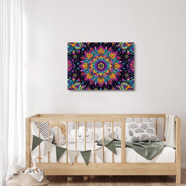 Skleněný obraz - Kaleidoskopická mandala (70x50 cm)