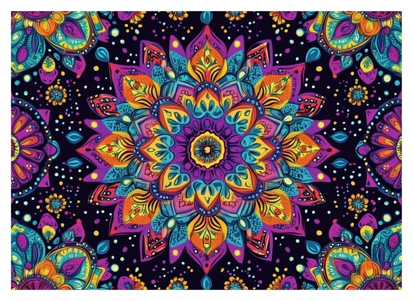 Skleněný obraz - Kaleidoskopická mandala (70x50 cm)