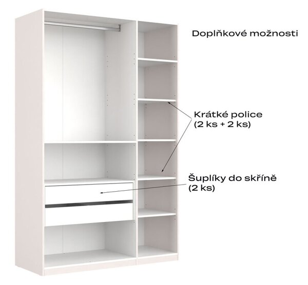 Korpus skříně 3dv Bílý lesk Idea