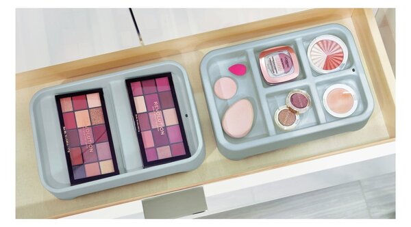 Šedý organizér na makeup iDesign Eco Bin, 28,12 x 19,23 cm