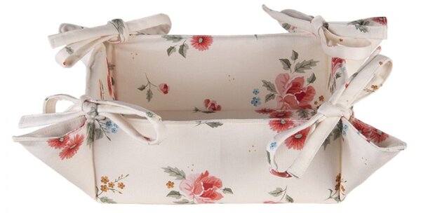Bavlněný oboustranný košík na pečivo s květy Litttle Rose Collection – 35x35x8 cm