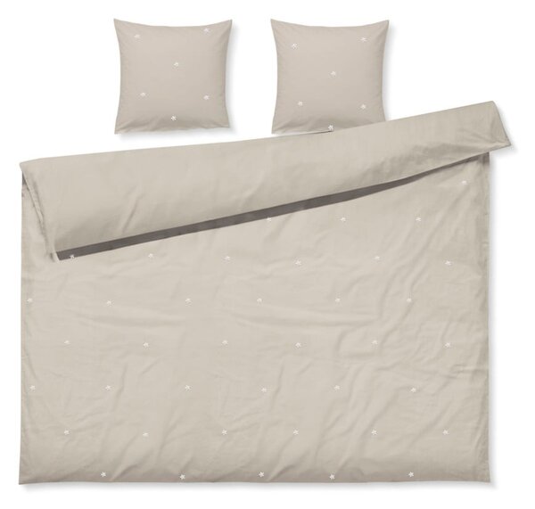 Béžové povlečení na dvoulůžko/prodloužené z bavlněného perkálu 200x220 cm Daisy – JUNA