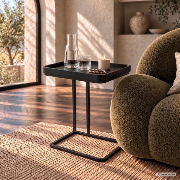 Ak furniture Odkládací stolek Hyggo 40 cm černý