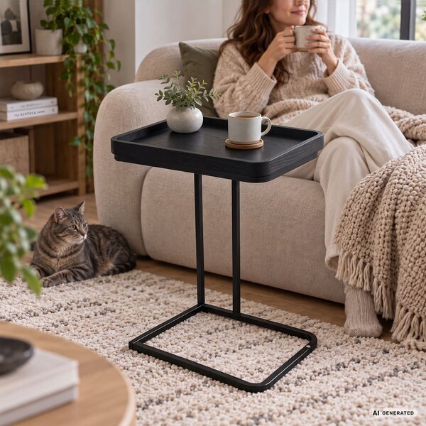 Ak furniture Odkládací stolek Hyggo 40 cm černý
