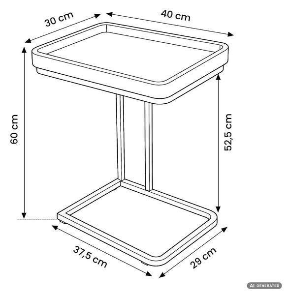 Ak furniture Odkládací stolek Hyggo 40 cm černý/dub přírodní