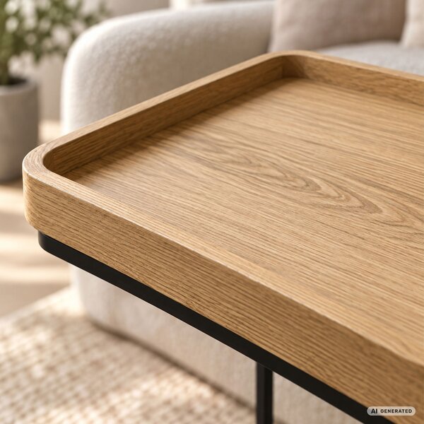 Ak furniture Odkládací stolek Hyggo 40 cm černý/dub přírodní