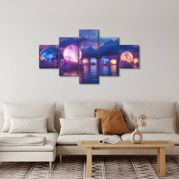 Obraz - Planety na vodě (125x70 cm)