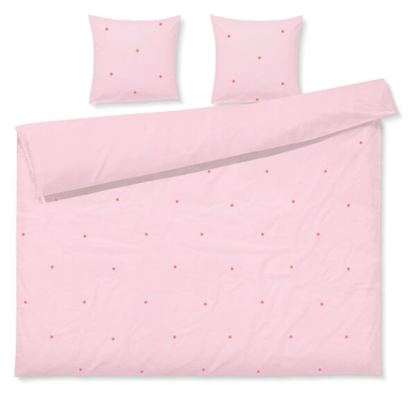 Růžové povlečení na dvoulůžko/prodloužené z bavlněného perkálu 200x220 cm Daisy – JUNA