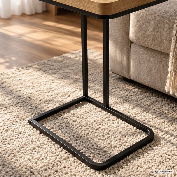 Ak furniture Odkládací stolek Hyggo 40 cm černý/dub přírodní