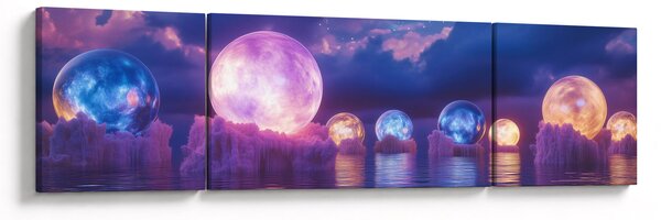 Obraz - Planety na vodě (170x50 cm)