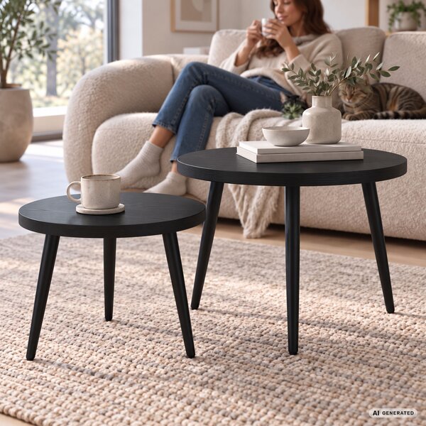 Ak furniture Sada 2 ks konferenčních stolků Twino černá