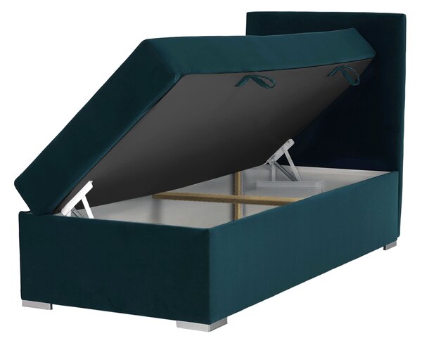 KONDELA Boxspringová postel, jednolůžko, zelená, 90x200, pravá, SAFRA