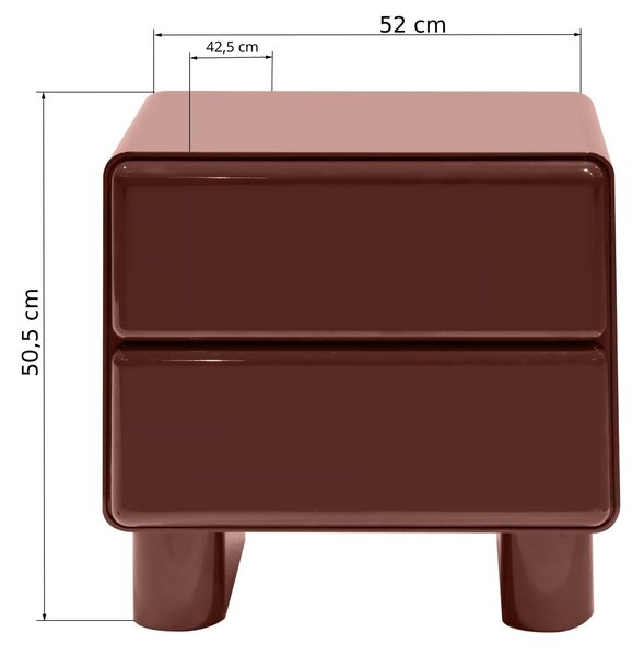 Hector Noční stolek Lagos 52 cm vínově hnědý