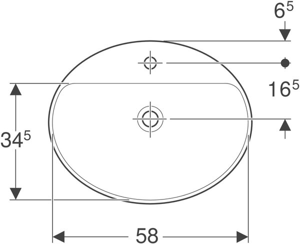 Geberit Variform umyvadlo 60x48 cm oválné zápustný bílá lesk 500.725.01.2