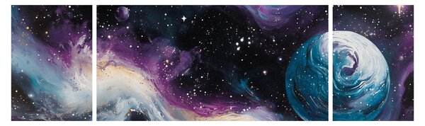 Obraz - Malovaný vesmír (170x50 cm)