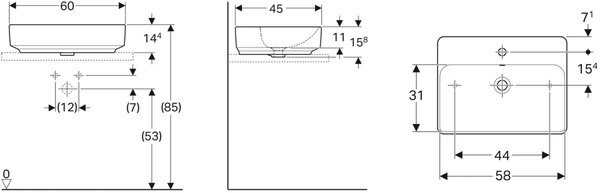 Geberit Variform umyvadlo 60x45 cm obdélníkový nábytkový-na pult bílá 500.781.01.2