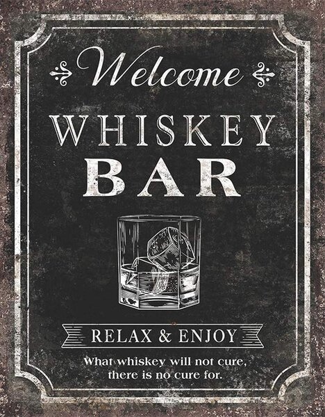 Plechová cedule Whiskey Bar 32 cm x 40 cm