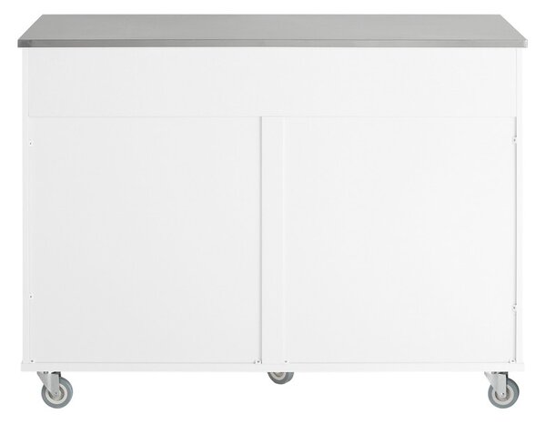 Sobuy Fkw117-W Designový Kuchyňský Vozík Kuchyňský Ostrůvek Kuchyňská Skříňka Příborník Bílý 120X90X56Cm