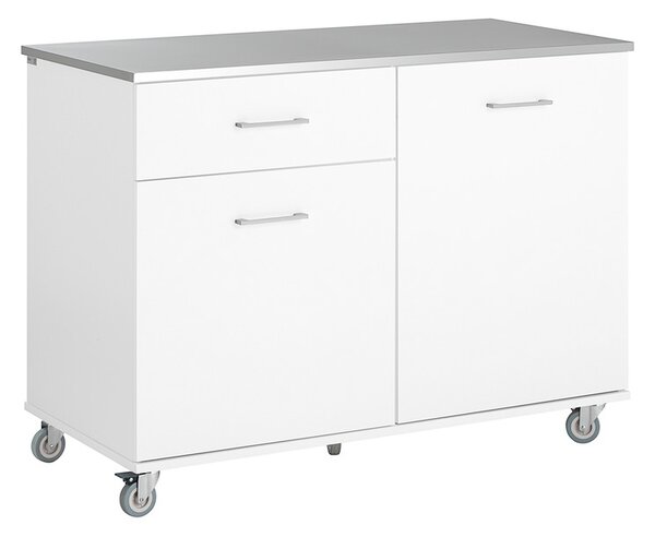 Sobuy Fkw117-W Designový Kuchyňský Vozík Kuchyňský Ostrůvek Kuchyňská Skříňka Příborník Bílý 120X90X56Cm