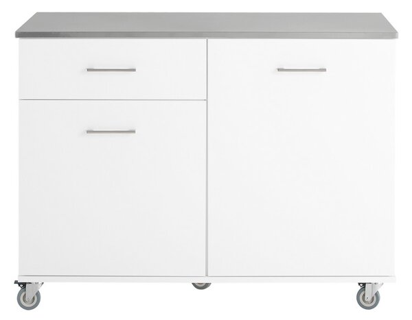 Sobuy Fkw117-W Designový Kuchyňský Vozík Kuchyňský Ostrůvek Kuchyňská Skříňka Příborník Bílý 120X90X56Cm